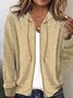 Striped Knitted Loose H-Line Jersey Casual Striped Hoodie Jacket With Zipper