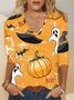 V Neck Casual Halloween T-Shirt