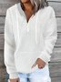 Half Zipper Hoodie 3D Embossed Texture Loose Plain Casual Long Sleeve Sweatshirt With Pockets