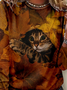 Halloween Women's Fall Cat Maple Leaf Print Casual Long Sleeve H-Line Shirt