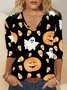 V Neck Casual Halloween T-Shirt