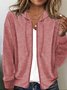 Striped Knitted Loose H-Line Jersey Casual Striped Hoodie Jacket With Zipper