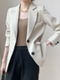 Plain Buckle Long Sleeve Casual Blazer