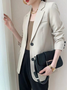 Plain Buckle Long Sleeve Casual Blazer