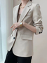 Plain Buckle Long Sleeve Casual Blazer