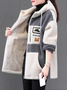 Color Block Long Sleeve Fluff/Granular Fleece Fabric Casual Hoodie Teddy Jacket