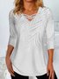 Floral Knitted Loose Jersey Casual H-Line Long Sleeve Shirt