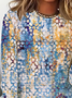 Loose Casual Crew Neck Abstract T-Shirt