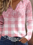 Plus size Casual Buttoned Plaid T-Shirt
