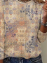 Plus size Ethnic Casual Crew Neck T-Shirt