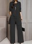 Casual Plain Jersey H-Line Long Sleeve Matching Outfit