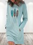 Loose Feather Pattern Casual Crew Neck Dress
