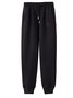 Loose Plain Winter Casual Thickened H-Line Elastic Waistband Straight Pants With Pockets