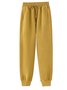Loose Plain Winter Casual Thickened H-Line Elastic Waistband Straight Pants With Pockets