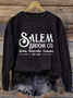 Vintage Text Letters Print H-Line Loose Casual Crew Neck Long Sleeve Sweatshirt