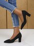 Women Minimalist Pointed Toe Chunky Heel Shallow Pumps
