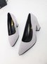 Women Minimalist Pointed Toe Chunky Heel Shallow Pumps