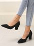 Women Minimalist Pointed Toe Chunky Heel Shallow Pumps