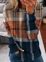 Classic Check Crew Neck Casual Loose Plaid H-Line Knitted Long Sleeve Sweatshirt