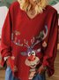 Crew Neck Casual Christmas Loose T-Shirt