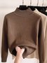 Plain Casual Yarn/Wool Yarn Half Turtleneck Sweater