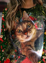 Crew Neck Christmas Casual Sweatshirt