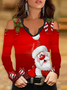 Casual V Neck Christmas T-Shirt