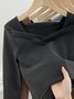 Square Neck Irregular Brushed Warm T-Shirt