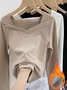 Square Neck Irregular Brushed Warm T-Shirt