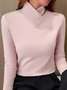 Plain Casual Daily Regular Fit Knitted Long Sleeve H-Line T-Shirt