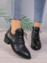 Women Classic Lace-Up Block Heel Vintage Ankle Boots