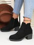 Women Minimalist Faux Suede Block Heel Boots