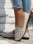 Casual Houndstooth Comfy Mesh Fabric Slip On Flat Shoes