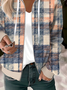 Classic Check Random Print Zipper H-Line Casual Hoodie Jacket