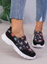 Christmas Snowman Snowflake Color Block Casual Slip On Sneakers