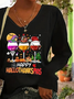 Plus Size Halloween V Neck Casual T-Shirt