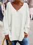 Fashion Street Style Daily Casual Regular Fit V Neck Plain Knitted Long Sleeve Sweater