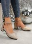 Elegant Rhinestone Decor Ankle Strap Glitter Block Heel Hollow Shoes