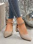 Elegant Rhinestone Decor Ankle Strap Glitter Block Heel Hollow Shoes