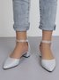 Elegant Rhinestone Decor Ankle Strap Glitter Block Heel Hollow Shoes