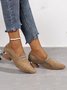 Rhinestone Decor Faux Suede Point Toe Block Heel Pumps