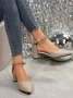 Elegant Rhinestone Decor Ankle Strap Glitter Block Heel Hollow Shoes