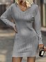 Plain Casual Wool/Knitting Loose Sweater Dress