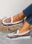 Ethnic Printed Warmth Faux Fur Slip On Shoes