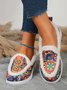 Ethnic Printed Warmth Faux Fur Slip On Shoes