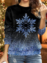 Christmas Crew Neck Gradient Snowflake Loose Casual H-Line Long Sleeve Sweatshirt