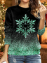 Christmas Crew Neck Gradient Snowflake Loose Casual H-Line Long Sleeve Sweatshirt