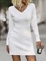 Plain Casual Wool/Knitting Loose Sweater Dress