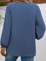 Non-Wrinkle Plain V Neck Loose Casual Shirt