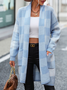 Casual Yarn/Wool Yarn Plaid Cardigan